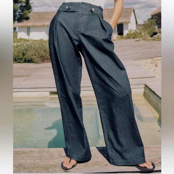 Zara Wide-leg Paperbag Pants size Large - Picture 1 of 8